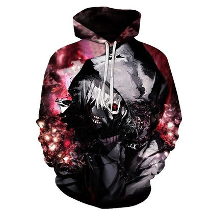 Men/women Tracksuits Tops Print  Hooded Anime Tokyo Ghoul Kaneki Ken 3D Hoodies Thin Autumn Sweatshirts-8