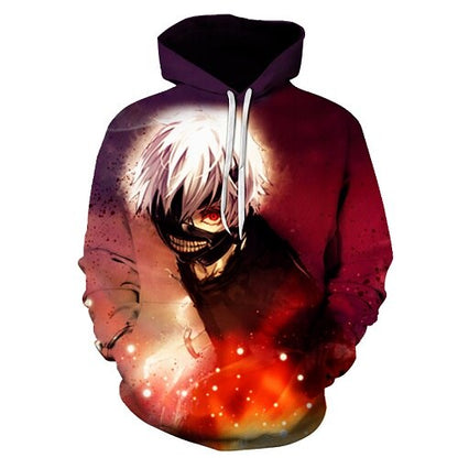 Men/women Tracksuits Tops Print  Hooded Anime Tokyo Ghoul Kaneki Ken 3D Hoodies Thin Autumn Sweatshirts-12