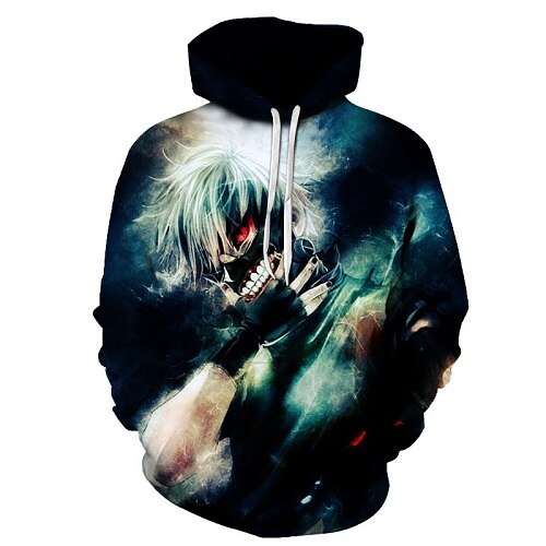 Men/women Tracksuits Tops Print  Hooded Anime Tokyo Ghoul Kaneki Ken 3D Hoodies Thin Autumn Sweatshirts-11