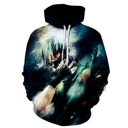 Men/women Tracksuits Tops Print  Hooded Anime Tokyo Ghoul Kaneki Ken 3D Hoodies Thin Autumn Sweatshirts-11