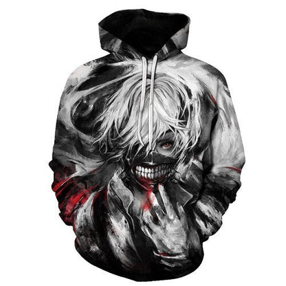 Men/women Tracksuits Tops Print  Hooded Anime Tokyo Ghoul Kaneki Ken 3D Hoodies Thin Autumn Sweatshirts-10