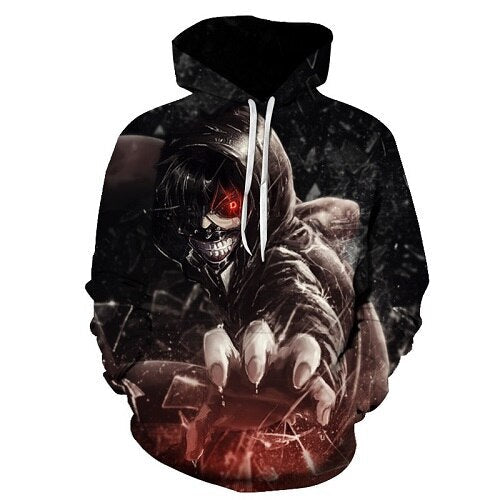 Men/women Tracksuits Tops Print  Hooded Anime Tokyo Ghoul Kaneki Ken 3D Hoodies Thin Autumn Sweatshirts-15